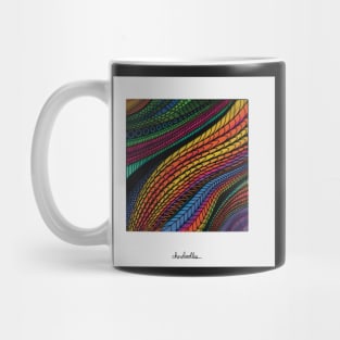 Go With the Colorful Flow Zentangle, Square Framed Digital Illustration, Rainbow Colors Mug